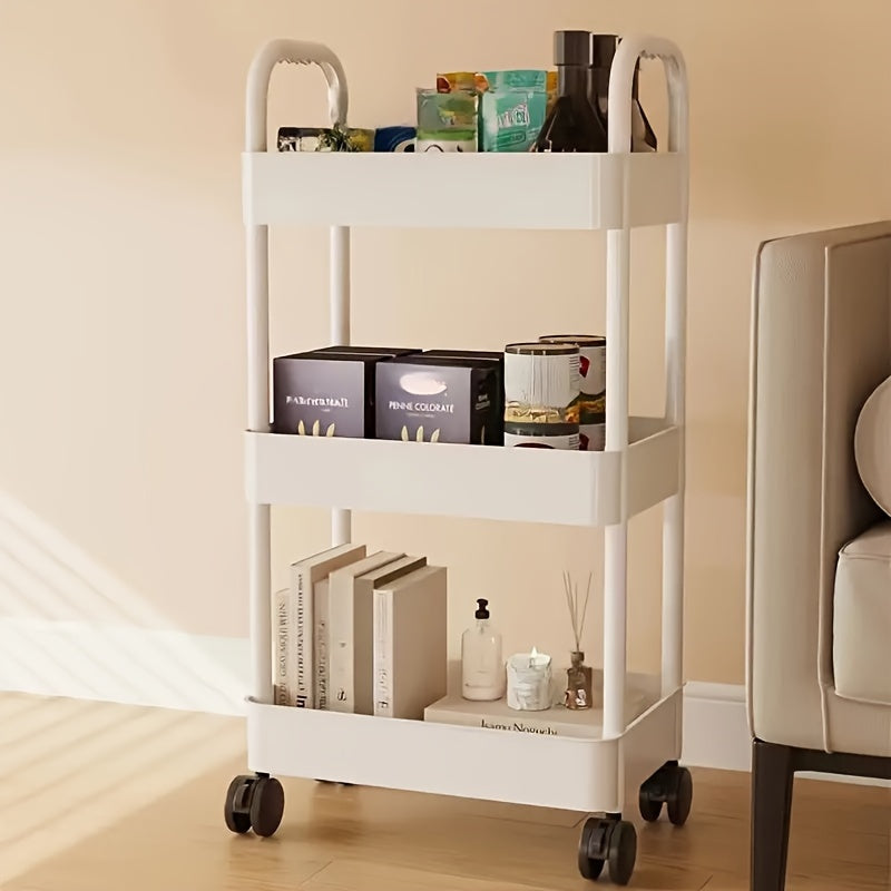 Compact 4-Tier Rolling Storage Cart: Versatile Black Organizer for Bedroom Kitchen Bathroom Easy Assembly Ideal for Medical Supplies Clickngo24