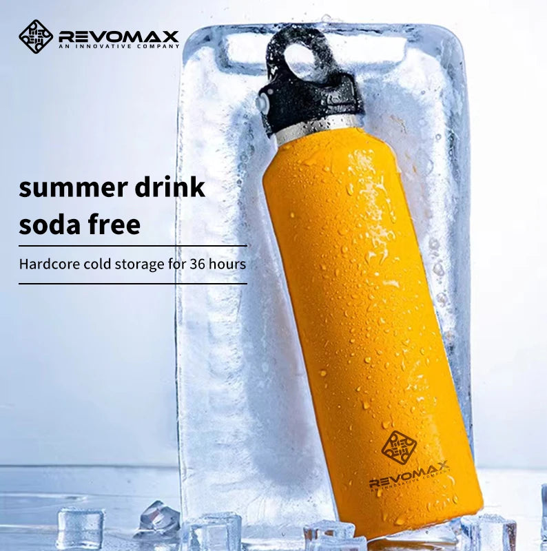 RevoMax Large Capacity Stainless Steel Thermos Portable Vacuum Flask Insulated Tumbler Twist-Free/No-Screw Thermo Bottle for Tra Clickngo24