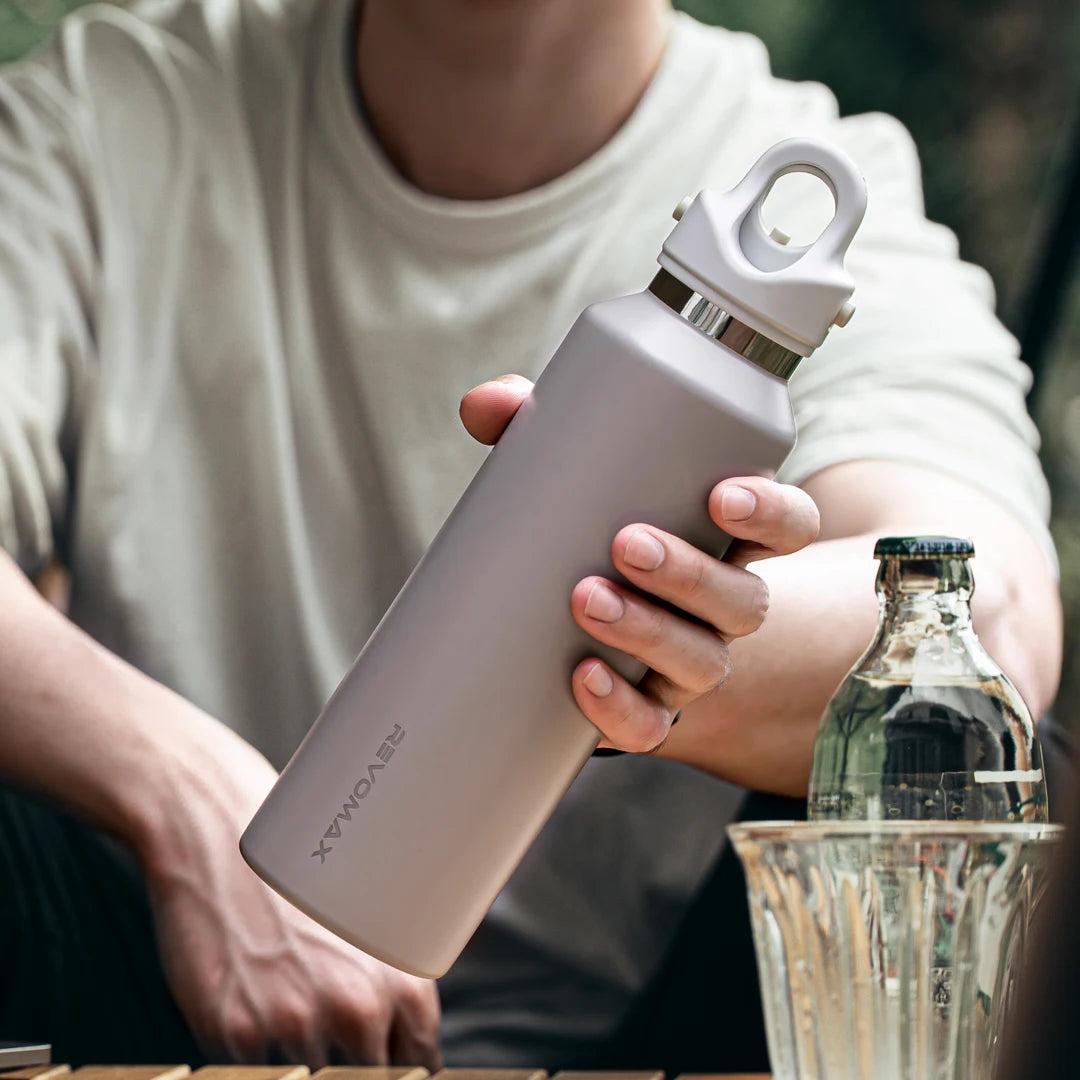 RevoMax Large Capacity Stainless Steel Thermos Portable Vacuum Flask Insulated Tumbler Twist-Free/No-Screw Thermo Bottle for Tra Clickngo24