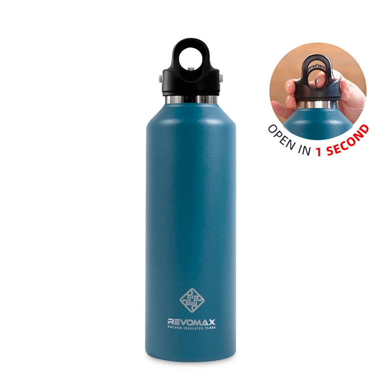 RevoMax Large Capacity Stainless Steel Thermos Portable Vacuum Flask Insulated Tumbler Twist-Free/No-Screw Thermo Bottle for Tra Clickngo24