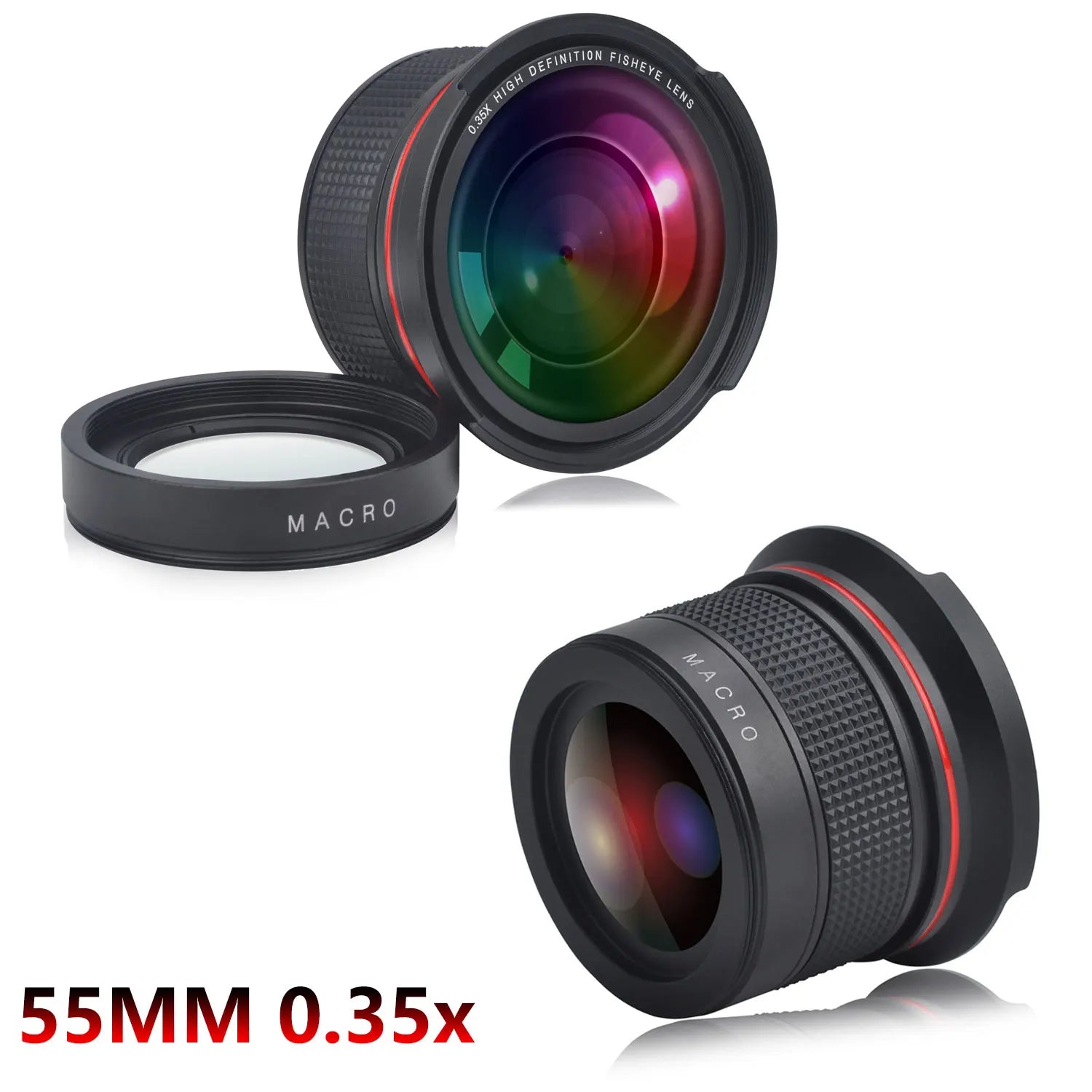 55MM 0.35x Fisheye HD Wide Angle Camera Lens for Nikon D3400 D5600 And Sony Alpha Mirrorless DSLR Cameras Clickngo24