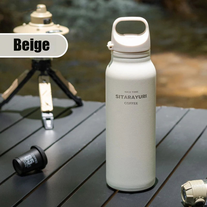600ML Stainless Steel Vacuum Tumbler Insulated Water Bottle for Outdoor Camping Sports One Hand Open Cover Thermos Cup Eco-Friendly Clickngo24