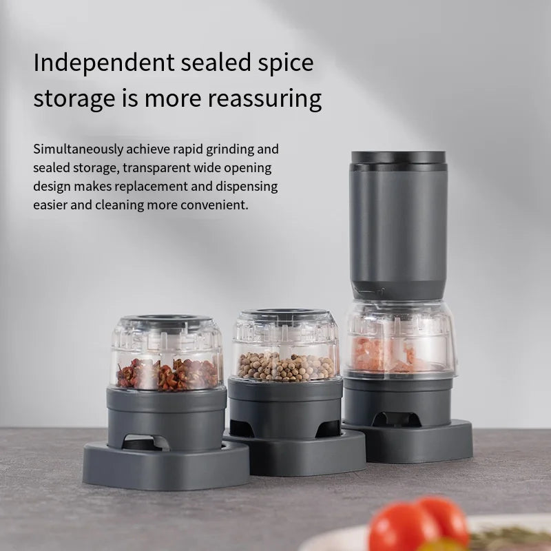 Rechargeable Electric Pepper Grinder And Salt Mill Set - Fast Grinding Coarse to Fine Adjustable Kitchen Gadget Essential Cooking Tools Clickngo24