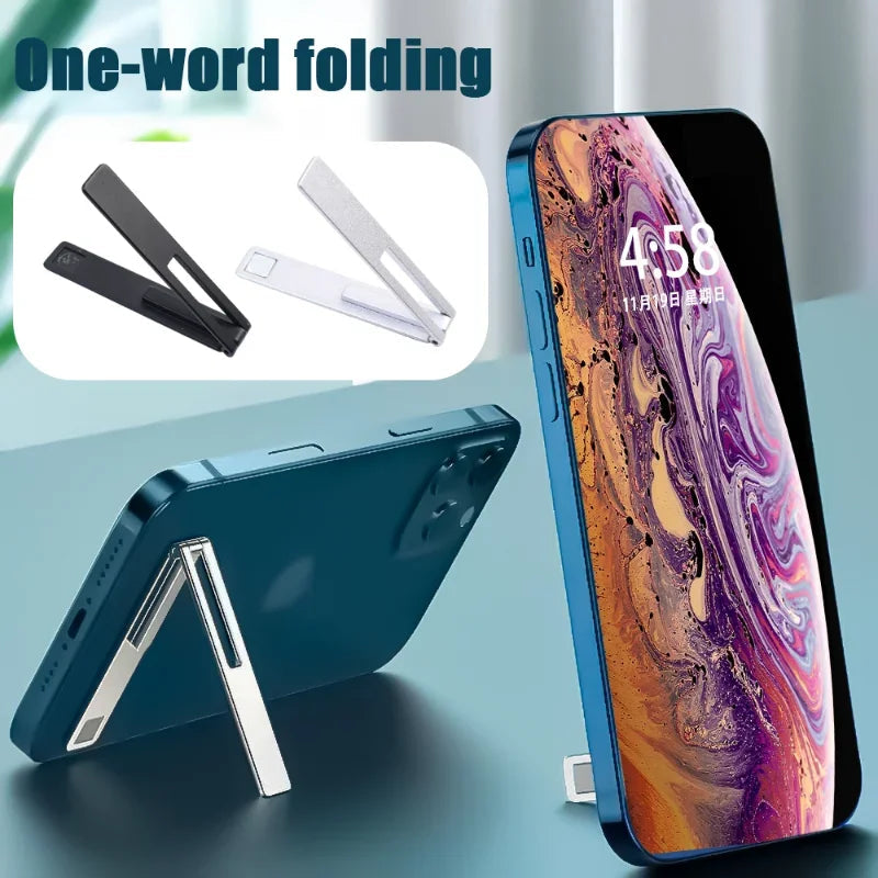 Magnetic Ultra Thin Foldable Mobile Phone Holder Bracket Metal Alloy Desktop Cell Phone Stands Universal Phone Support Kickstand Clickngo24