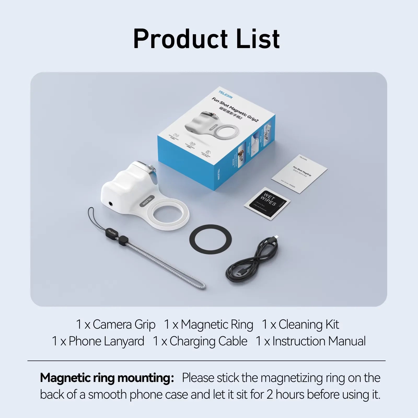 TELESIN Magnetic Phone Camera Hand Grip Holder with Remote Control for iPhone Huawei Samsung - Aluminum Bluetooth Selfie Stick Clickngo24