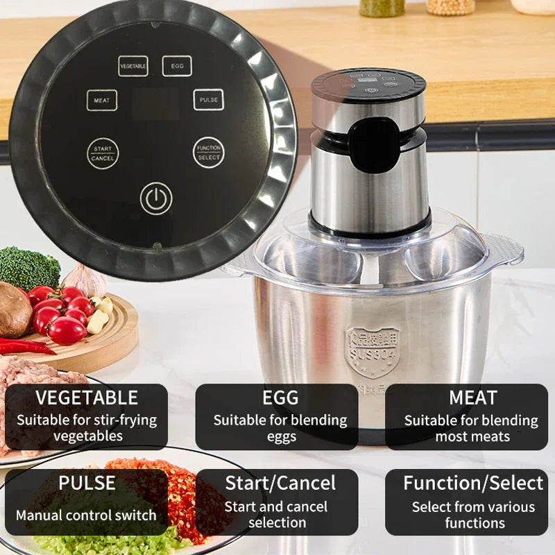 5L Electric Meat Grinder Multi-functional 304 Stainless Steel Food Processor Vegetable Chopper Baby Food Maker Eco-Friendly Clickngo24