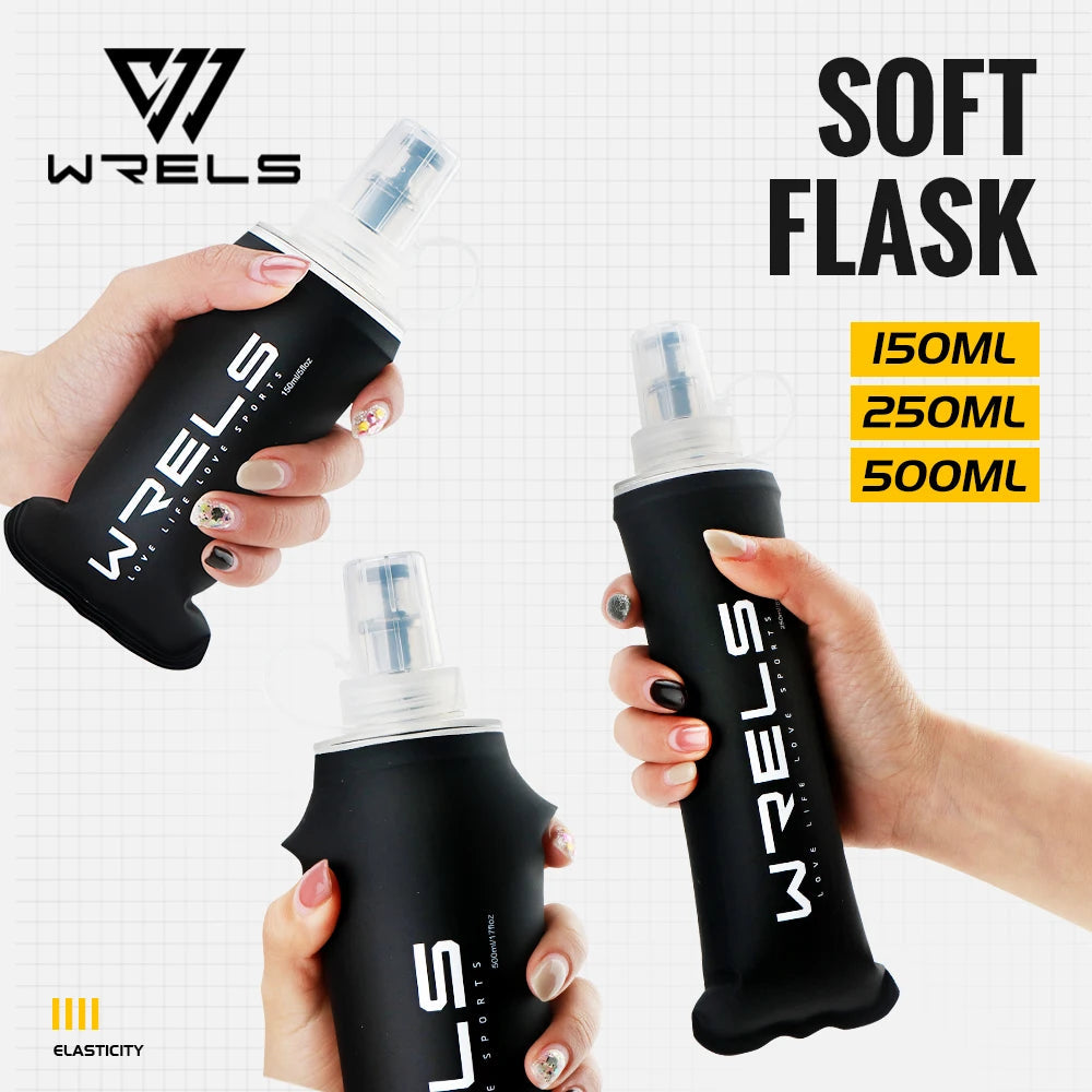WRELS Portable TPU Soft Water Bottle BPA Free Folding Soft Flasks For Outdoor Sports Marathon Running Hydration Camping Hiking Clickngo24