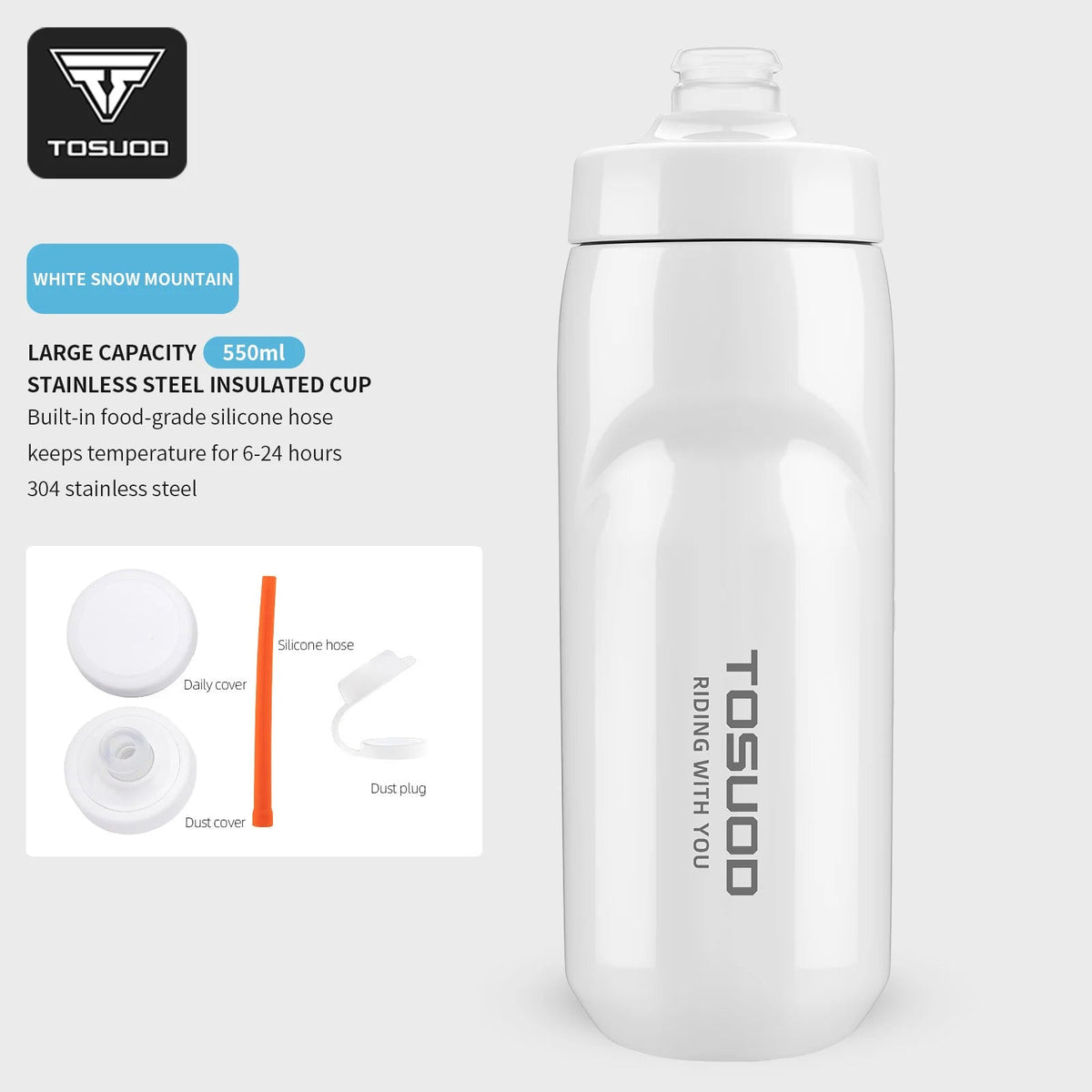 Stainless Steel Insulated Water Bottle 304 Steel Cycling Water Kettle Easy Carry Warm And Cold Retention Clickngo24