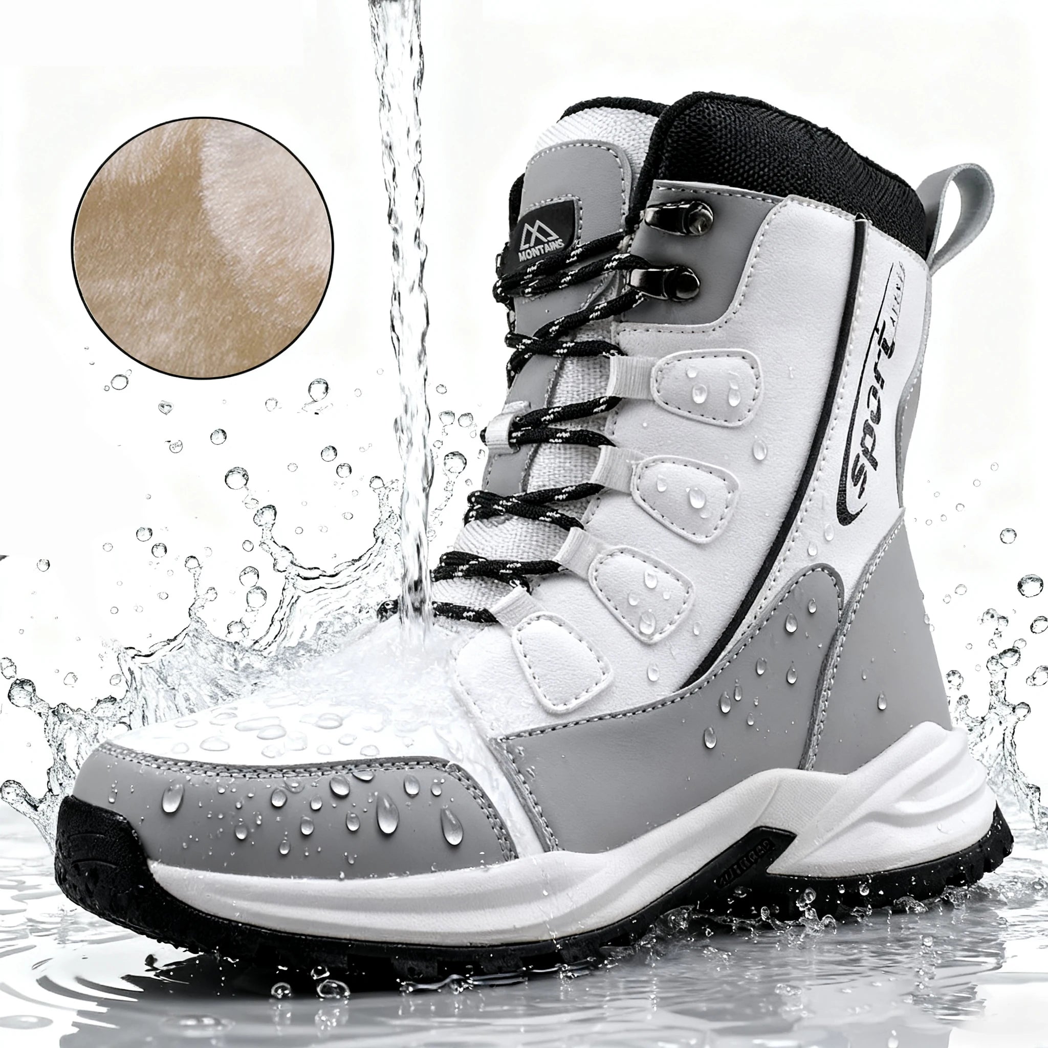 Womens Waterproof Winter Snow Boots Warm Shoes Furry Mid Calf Lightweight Walking Hiking Booties Clickngo24