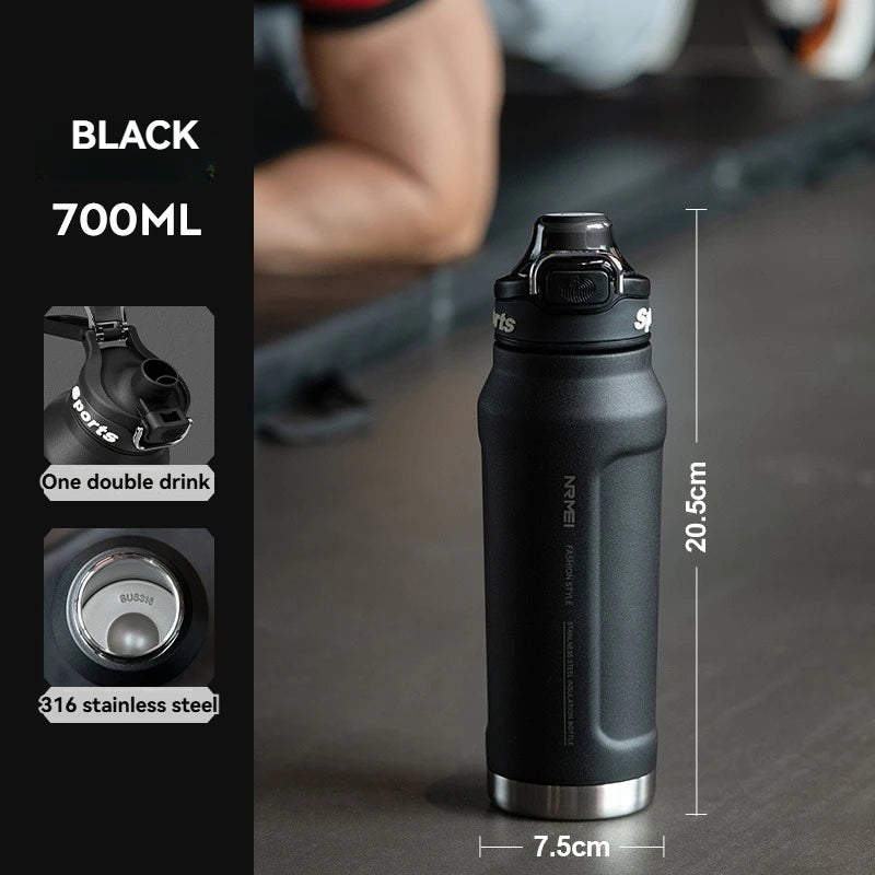1L Stainless Steel Vacuum Flask Thermos Water Bottle with Straw Eco-Friendly Insulated Beverage Container for Gym Sport - Keeps Cold & Hot Clickngo24
