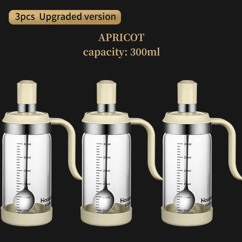 1pc Glass Transparent Spice Seasoning Bottle with Spoon Eco-Friendly Kitchen Supplies Sugar Salt And Pepper Container Clickngo24