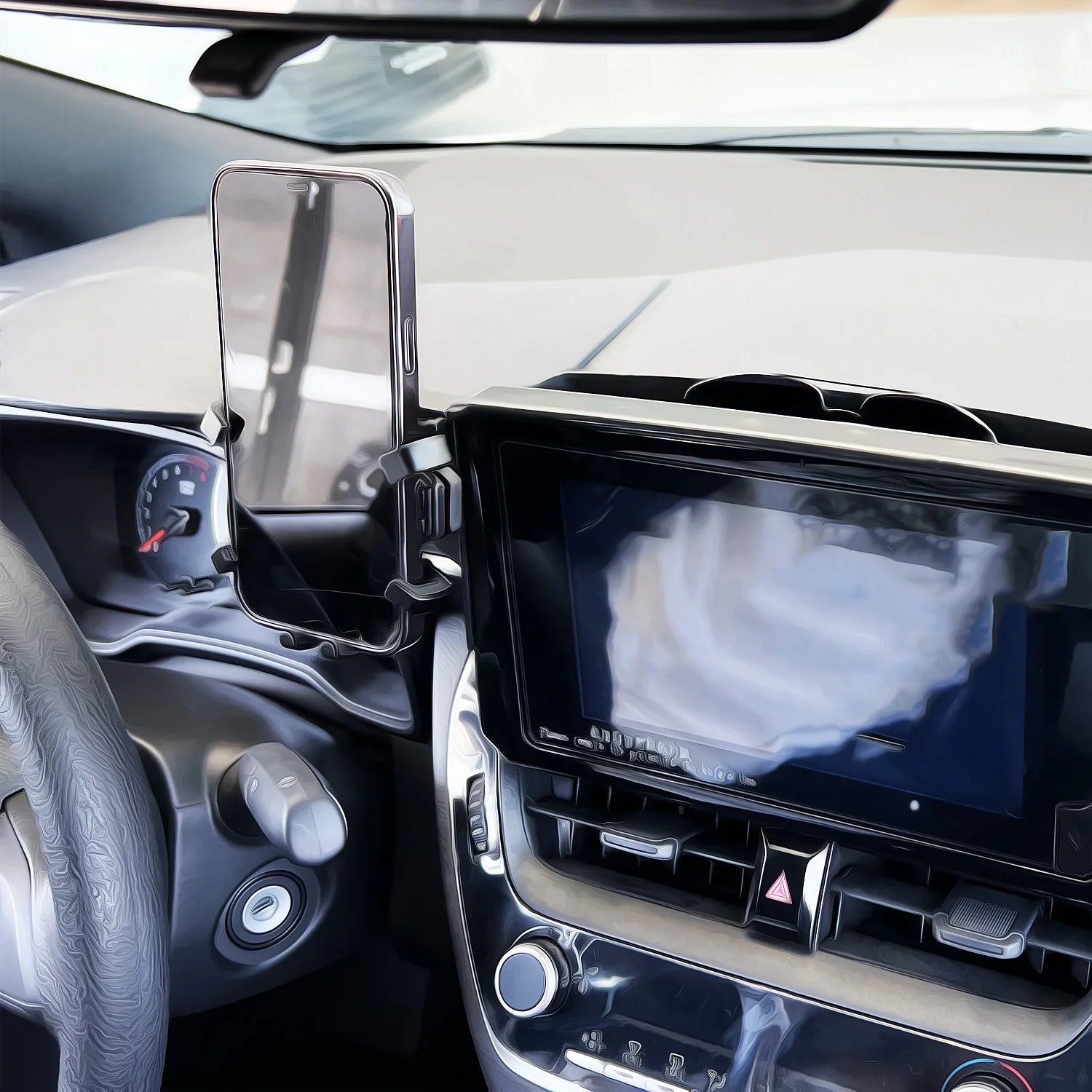 Toyota Corolla E210 Car Phone Holder 2019-2022 Wireless Charging Compatible Black Screen Panel Fixed Base Mount Clickngo24