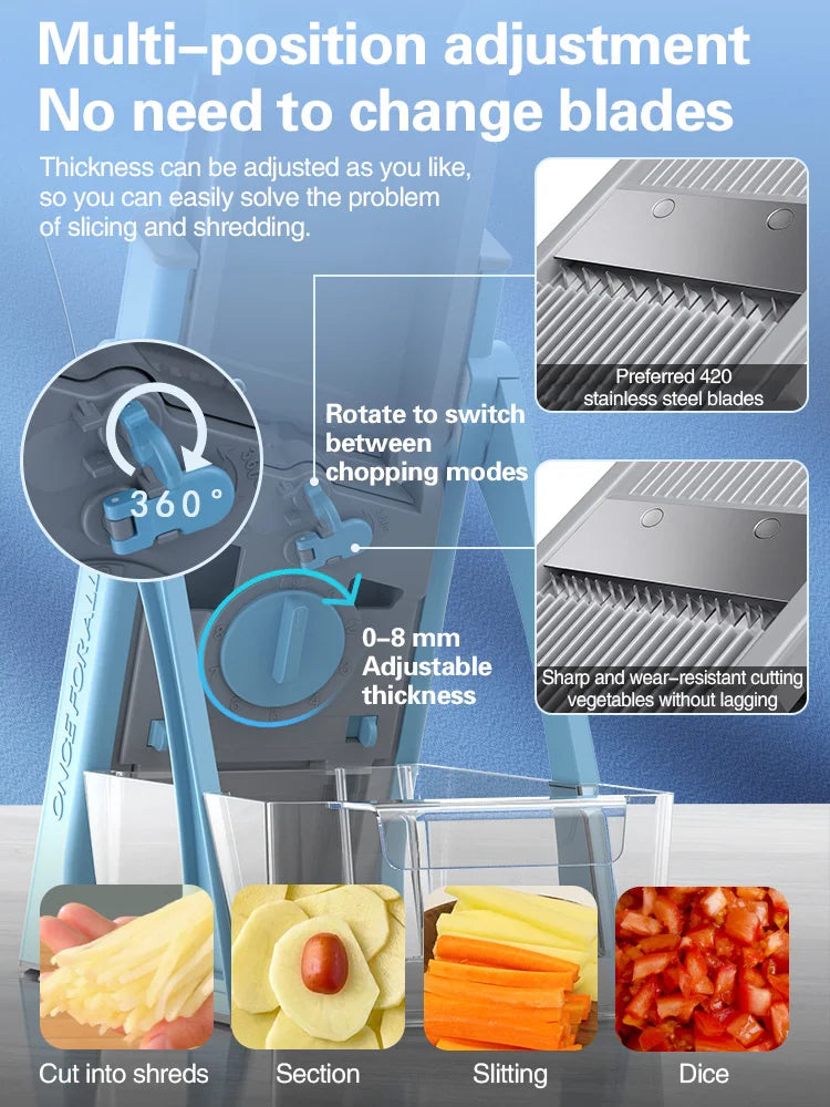 Multifunctional Kitchen Vegetable Slicer Food Chopper Manual Potato Shreds Cutter Short Eye-Catching Title for Food Preparation Clickngo24