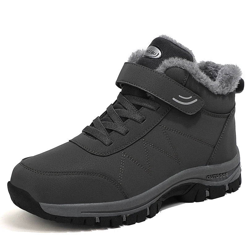 Men's Waterproof Winter Boots Warm Suede Casual Snow Plush Lined Walking Shoes True to Size Ankle Height Rubber Outsole Clickngo24