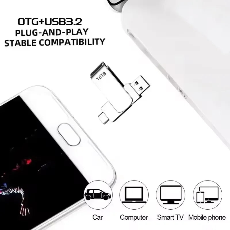 New High Speed Transfer Metal Memory Card Flash Drive Waterproof Durable 2TB USB 3.2 Flash Drive Brand Metal USB Drive New