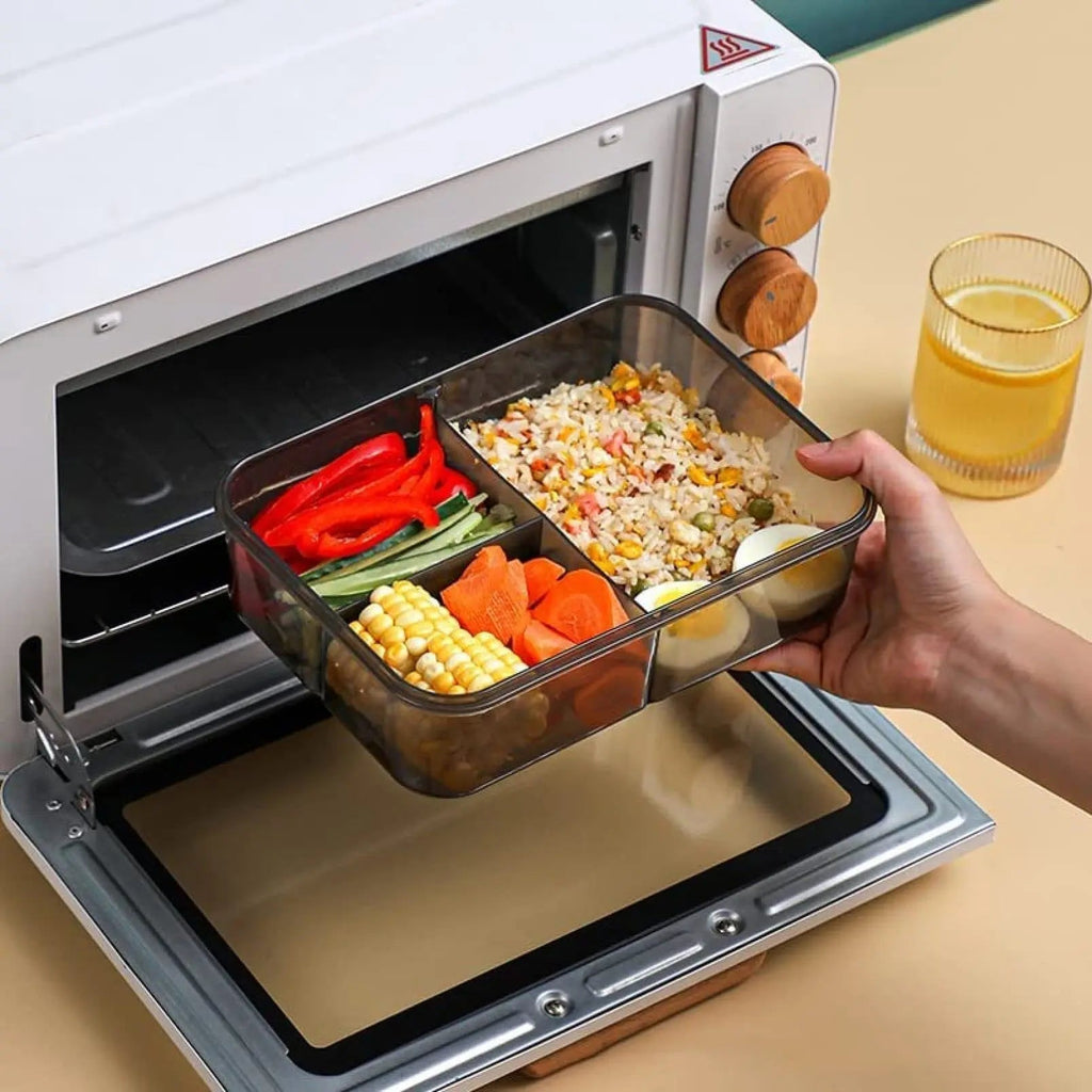 1500ml Portable Three Grid Lunch Box With Fork And Spoon Kids Students Adult Office Bento Box Microwave Food Storage Container Clickngo24