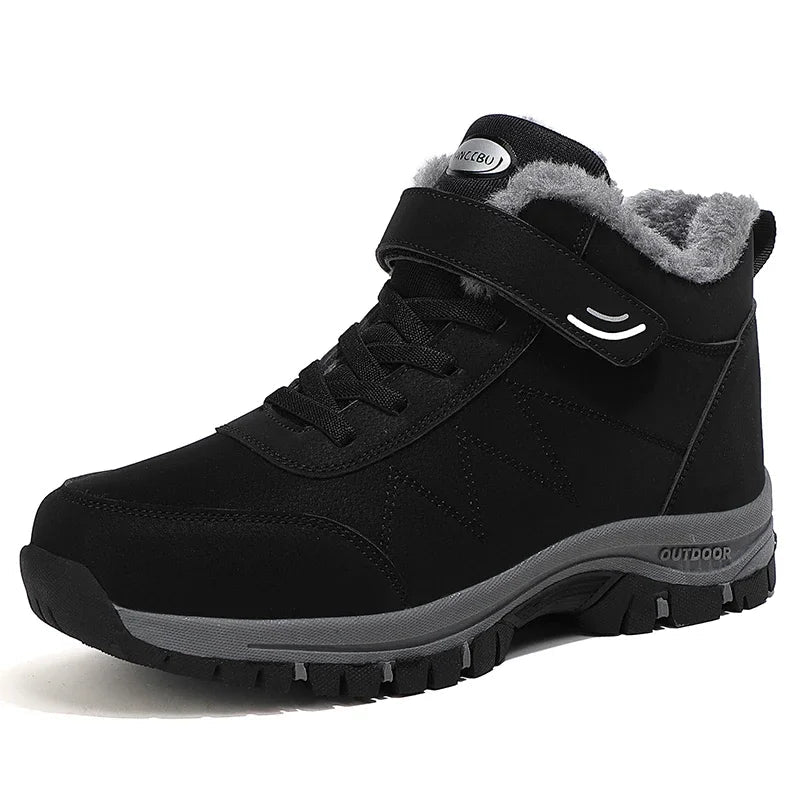 Men's Waterproof Winter Boots Warm Suede Casual Snow Plush Lined Walking Shoes True to Size Ankle Height Rubber Outsole Clickngo24
