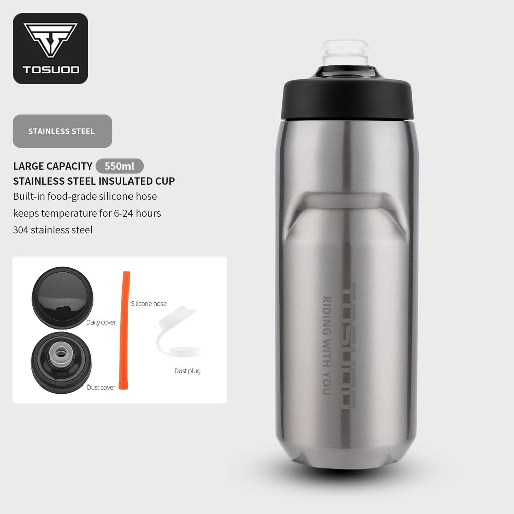 Stainless Steel Insulated Water Bottle 304 Steel Cycling Water Kettle Easy Carry Warm And Cold Retention Clickngo24