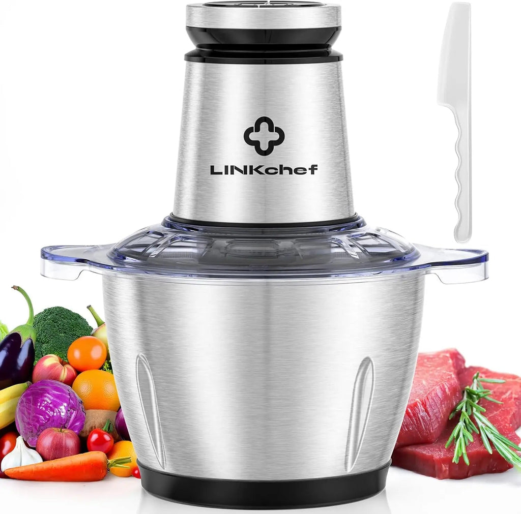 10 Cup Electric Food Processor Chopper 600W Meat Grinder Mini Stainless Steel for Home Use with Container Clickngo24