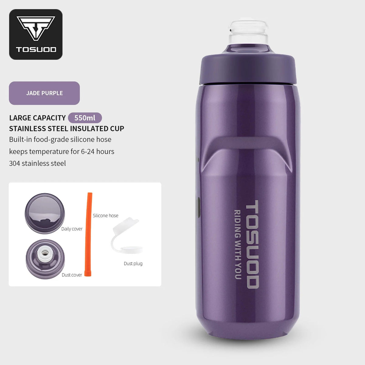 Stainless Steel Insulated Water Bottle 304 Steel Cycling Water Kettle Easy Carry Warm And Cold Retention Clickngo24