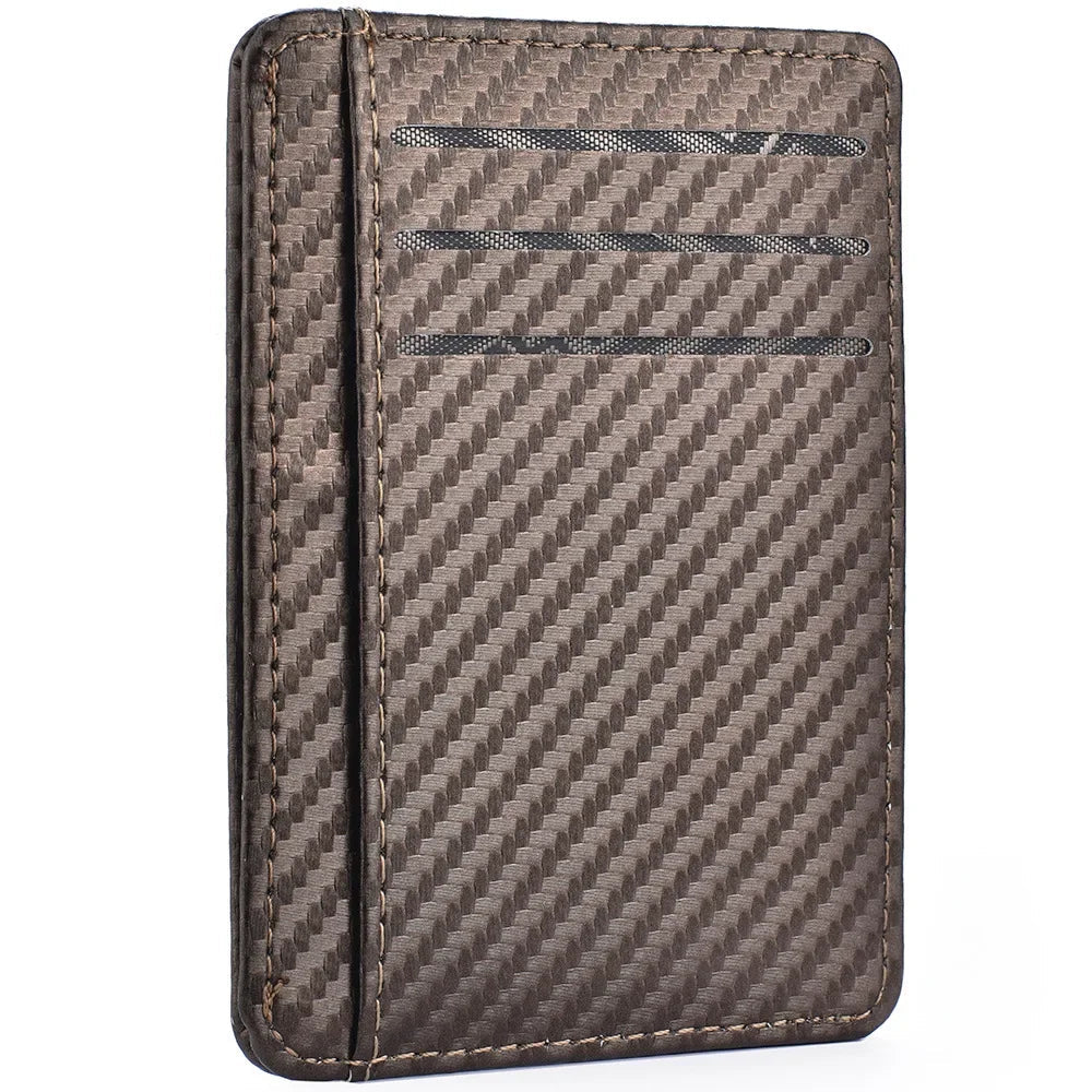 Men's Slim Minimalist PU Leather Wallet Anti-RFID Blocking Front Pocket Credit Card Holder with Magic ID Protection Clickngo24