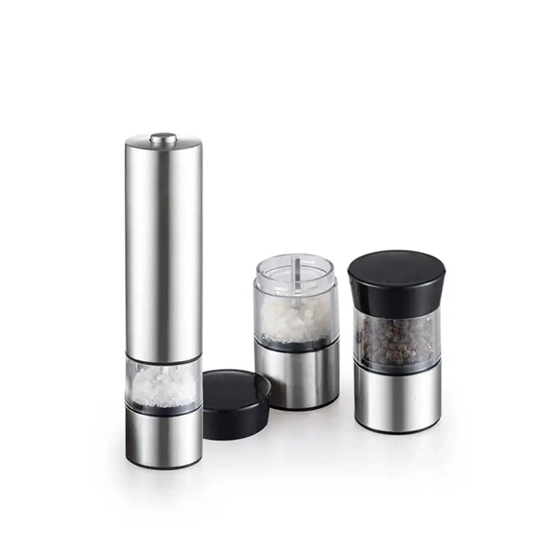 Stainless Steel Electric Pepper Grinder Kitchen Barbecue Seasoning Tool for Spices and Sea Salt Coarser Adjustment Clickngo24