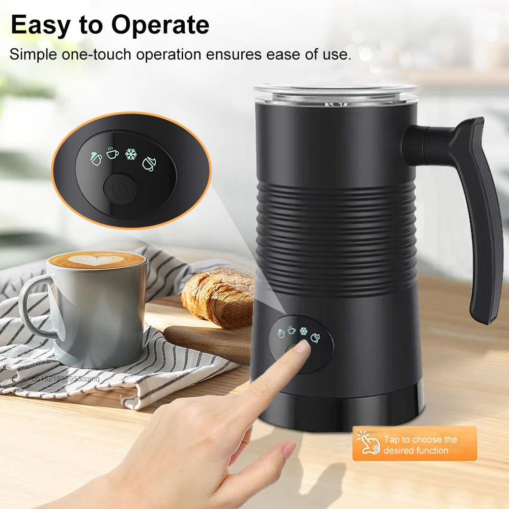 Electric Milk Frother Automatic Rotary Foamer for Coffee Cappuccino Latte 4 in 1 Hot and Cold Foam Maker Milk Frother Foamer Clickngo24