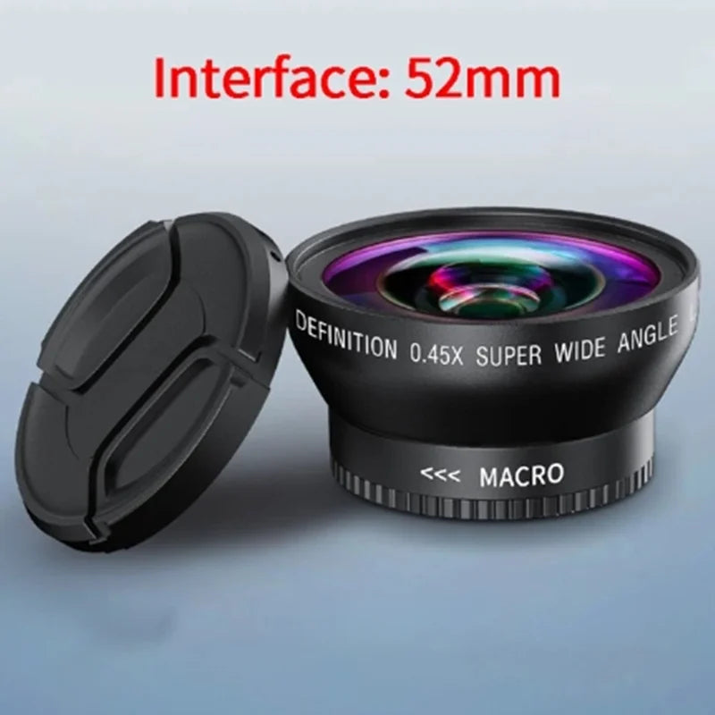 52mm Wide Angle Macro Lens 0.45X Magnification Universal Conversion Lens for Canon Nikon Sony Cameras Compatible Telescope Accessory Clickngo24
