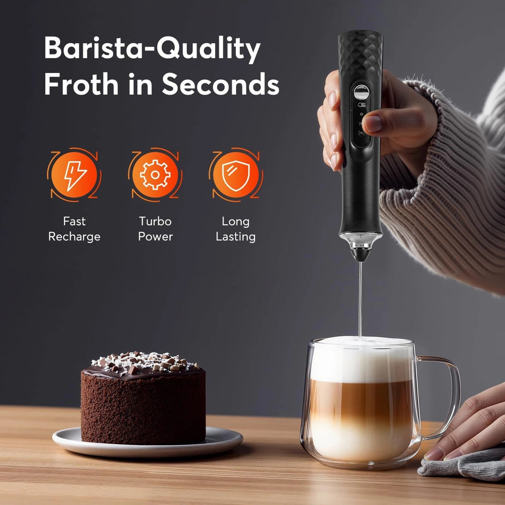 Rechargeable Electric Milk Frother Wand Handheld Foam Maker for Latte Coffee Drink Mixer Portable Drink Mixer Gift Idea Clickngo24