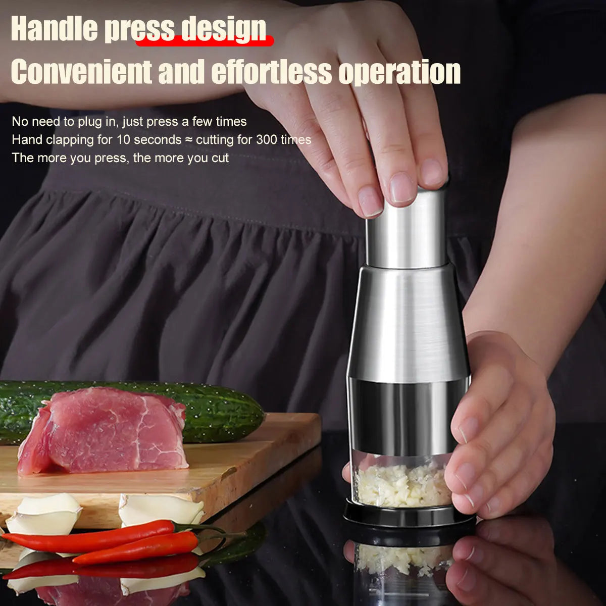 Manual Garlic Chopper Crusher Pressing Handheld Food Slicer for Vegetable Cooking Home Kitchen Accessory Clickngo24