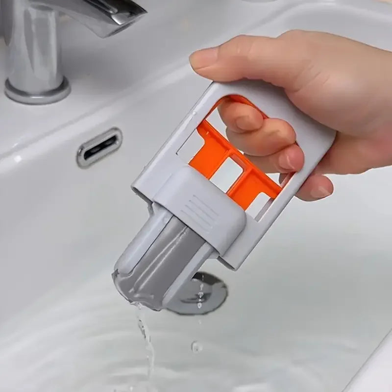 Compact Multi-Functional Mini Mop | Retractable Wet/Dry Microfibre Mop Head for Kitchen Bathroom Car Cleaning Durable Plastic Pole