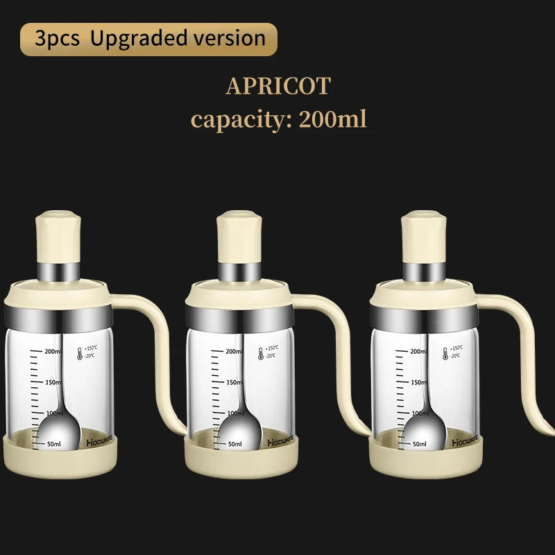 1pc Glass Transparent Spice Seasoning Bottle with Spoon Eco-Friendly Kitchen Supplies Sugar Salt And Pepper Container Clickngo24