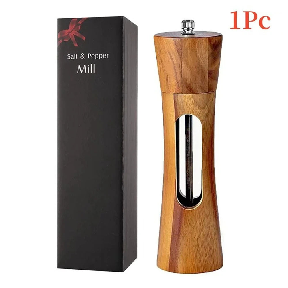 1/2PCS Wooden Pepper Grinder Salt Mill Adjustable Spice Grinding Kitchen Cooking Tool
