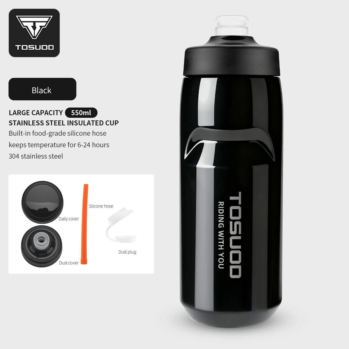 Stainless Steel Insulated Water Bottle 304 Steel Cycling Water Kettle Easy Carry Warm And Cold Retention Clickngo24