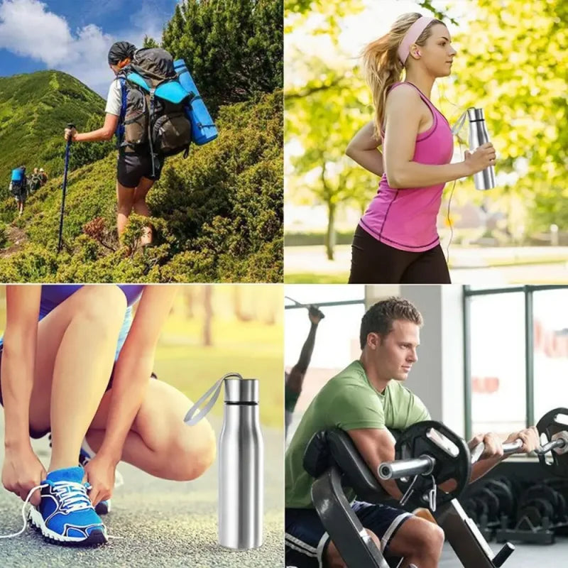 Stainless Steel 1000/750 ml Water Bottle Leak Proof Portable Riding Sports Cup with Handle Kettle for Cold Keeping Clickngo24