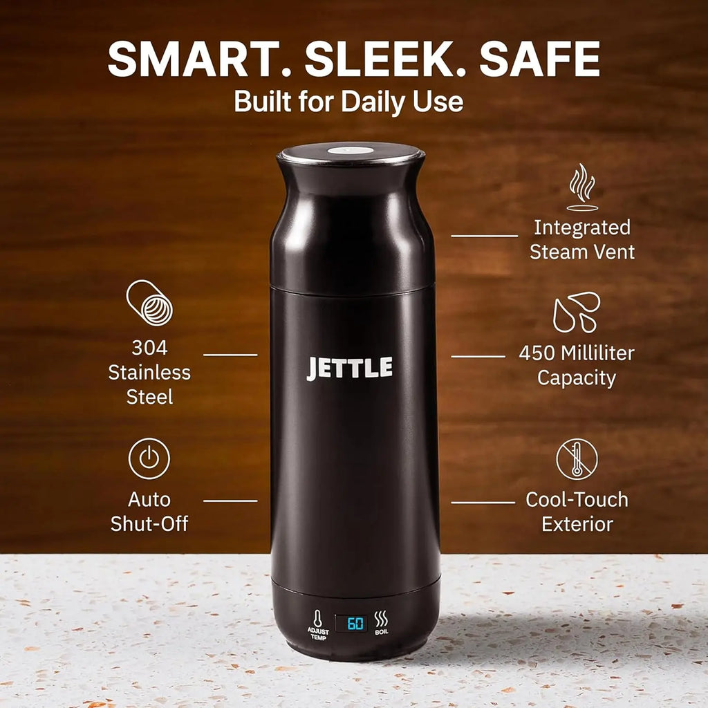 450ml Portable Electric Kettle Stainless Steel with Temperature Control Auto Shut-Off LED Display for Coffee Tea Travel