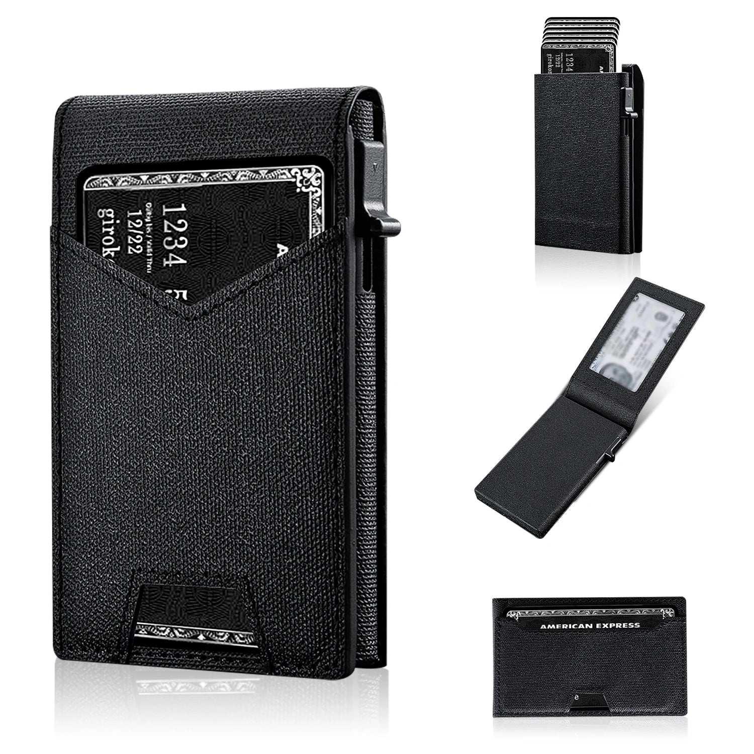Minimalist Slim Cardholder for Men Premium Fabric Wallet with Card Ejector RFID Blocking Front Pocket Stylish Business Design Clickngo24