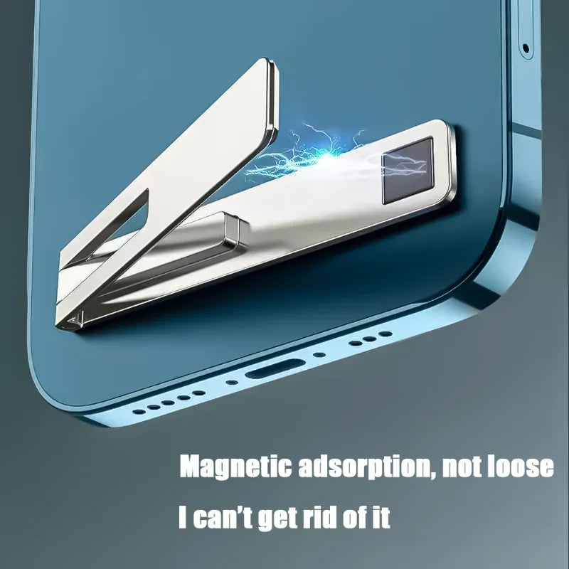 Magnetic Ultra Thin Foldable Mobile Phone Holder Bracket Metal Alloy Desktop Cell Phone Stands Universal Phone Support Kickstand Clickngo24