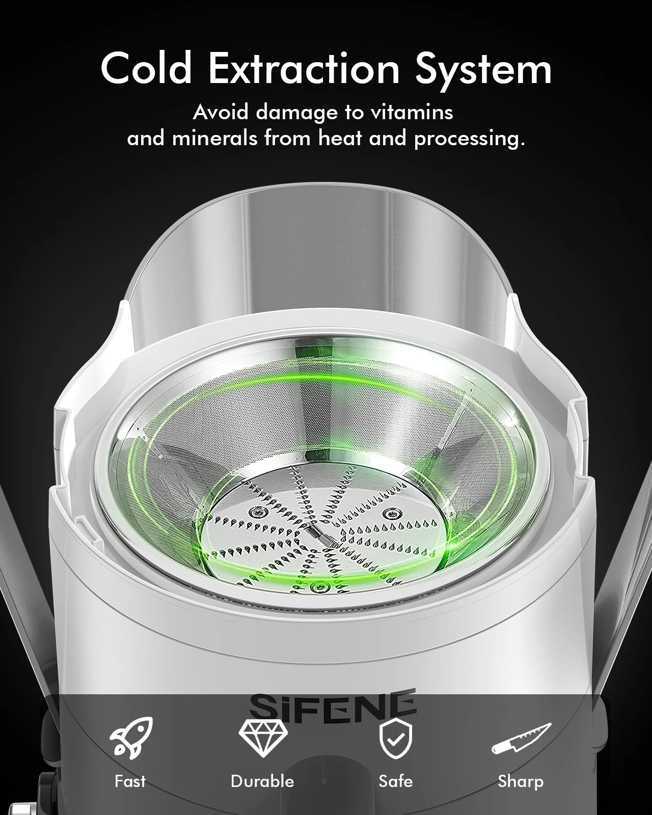 Centrifugal Juice Extractor Compact 3-Speed Fruit & Vegetable Juicer Easy-Clean User-Friendly White Stainless Steel Blade Clickngo24