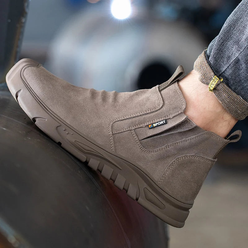 Men's Steel Toe Cap Work Boots Anti-Puncture Safety Shoes Indestructible Outdoor Work Footwear for Men Clickngo24