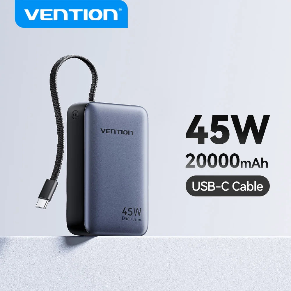 Vention CCC 45W 20000mAh Fast Charging Power Bank Portable Charger for iPhone pro Max Samsung Galaxy with Dual Quick Charge Clickngo24