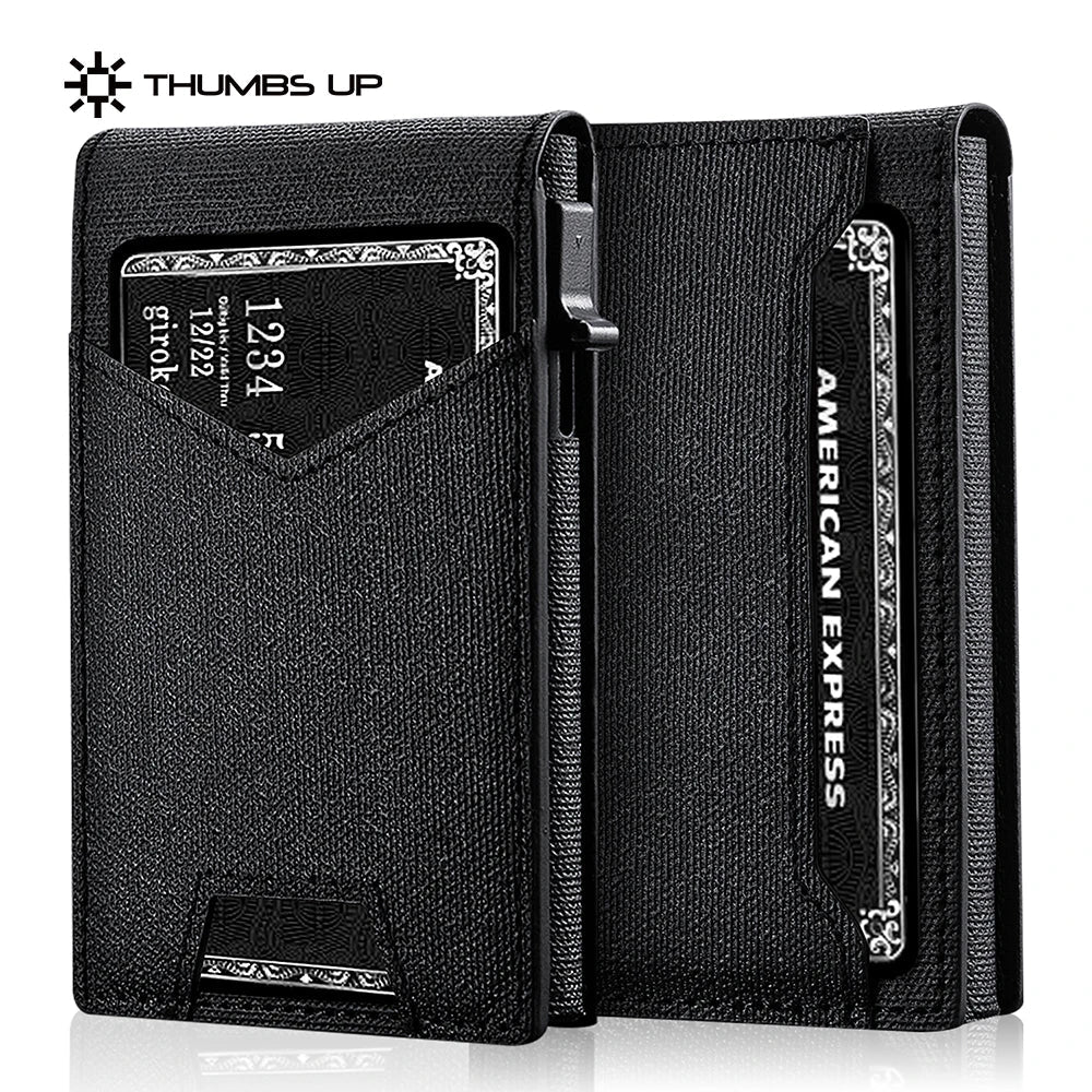 Minimalist Slim Cardholder for Men Premium Fabric Wallet with Card Ejector RFID Blocking Front Pocket Stylish Business Design Clickngo24