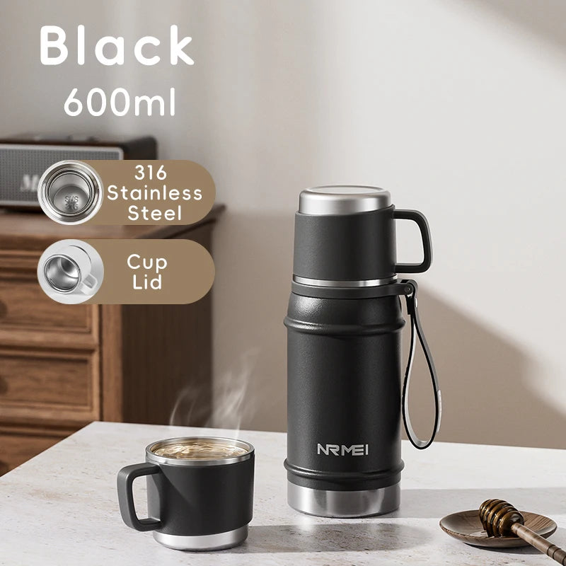 Stainless Steel Thermos Bottle with Tea Filter, Large Capacity Insulated Water Bottle,Color White Thermo Flasks Keep Hot for 12H Clickngo24