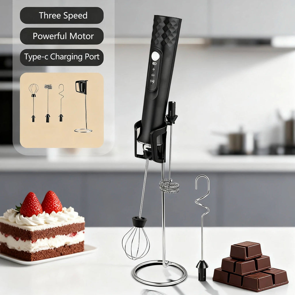 Rechargeable Electric Milk Frother Wand Handheld Foam Maker for Latte Coffee Drink Mixer Portable Drink Mixer Gift Idea Clickngo24
