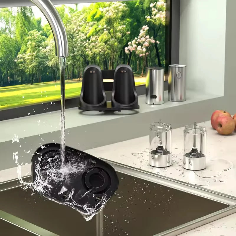 Electric Automatic Salt & Pepper Grinder 1/2 Pcs with Adjustable Spice Mill Storage Bins Kitchen Grinding Tool Clickngo24