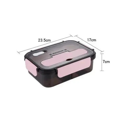 1500ml Portable Three Grid Lunch Box With Fork And Spoon Kids Students Adult Office Bento Box Microwave Food Storage Container Clickngo24
