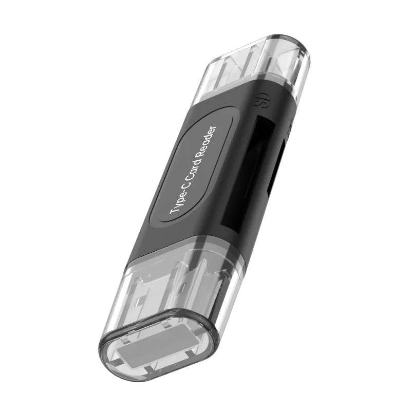 4-in-1 Multifunction USB Type-C Card Reader Black External Memory Stick Adapter for Mini SD TF USB 2.0 Stretch Storage Reader Clickngo24
