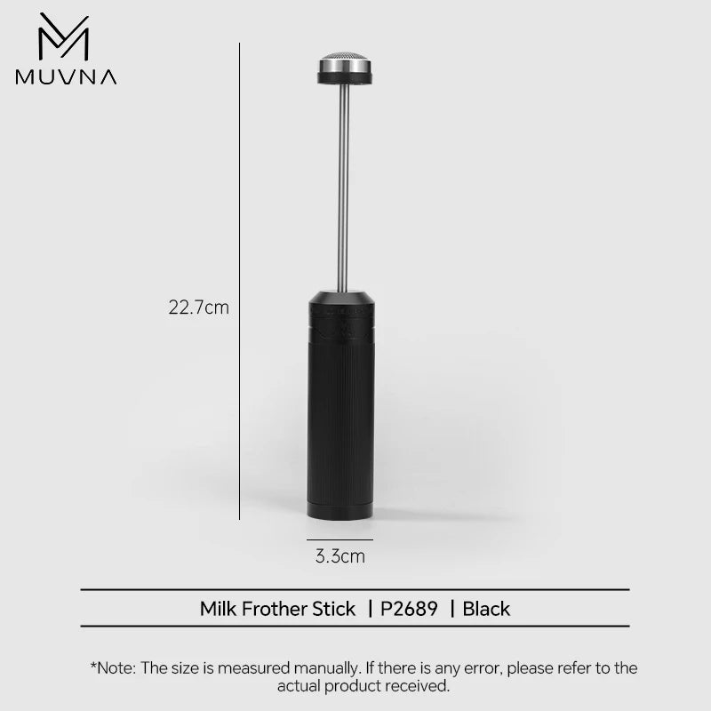 Wireless Electric Milk Frother Stick Portable Latte Art Accessories Grey/Black Aluminum Alloy with 3-Level Adjustment for Barista