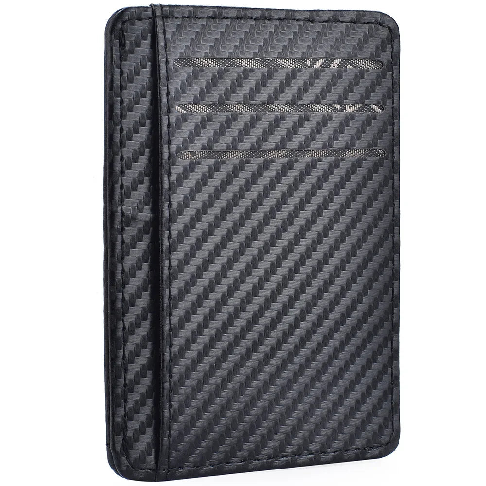 Men's Slim Minimalist PU Leather Wallet Anti-RFID Blocking Front Pocket Credit Card Holder with Magic ID Protection Clickngo24