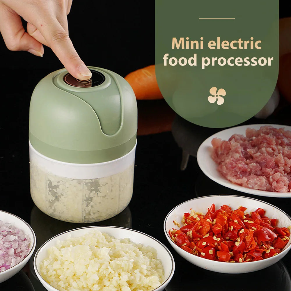 Mini Electric Food Garlic Masher Vegetable Chopper USB Charging Blender for Kitchen Tools for Chili Meat Ginger Clickngo24
